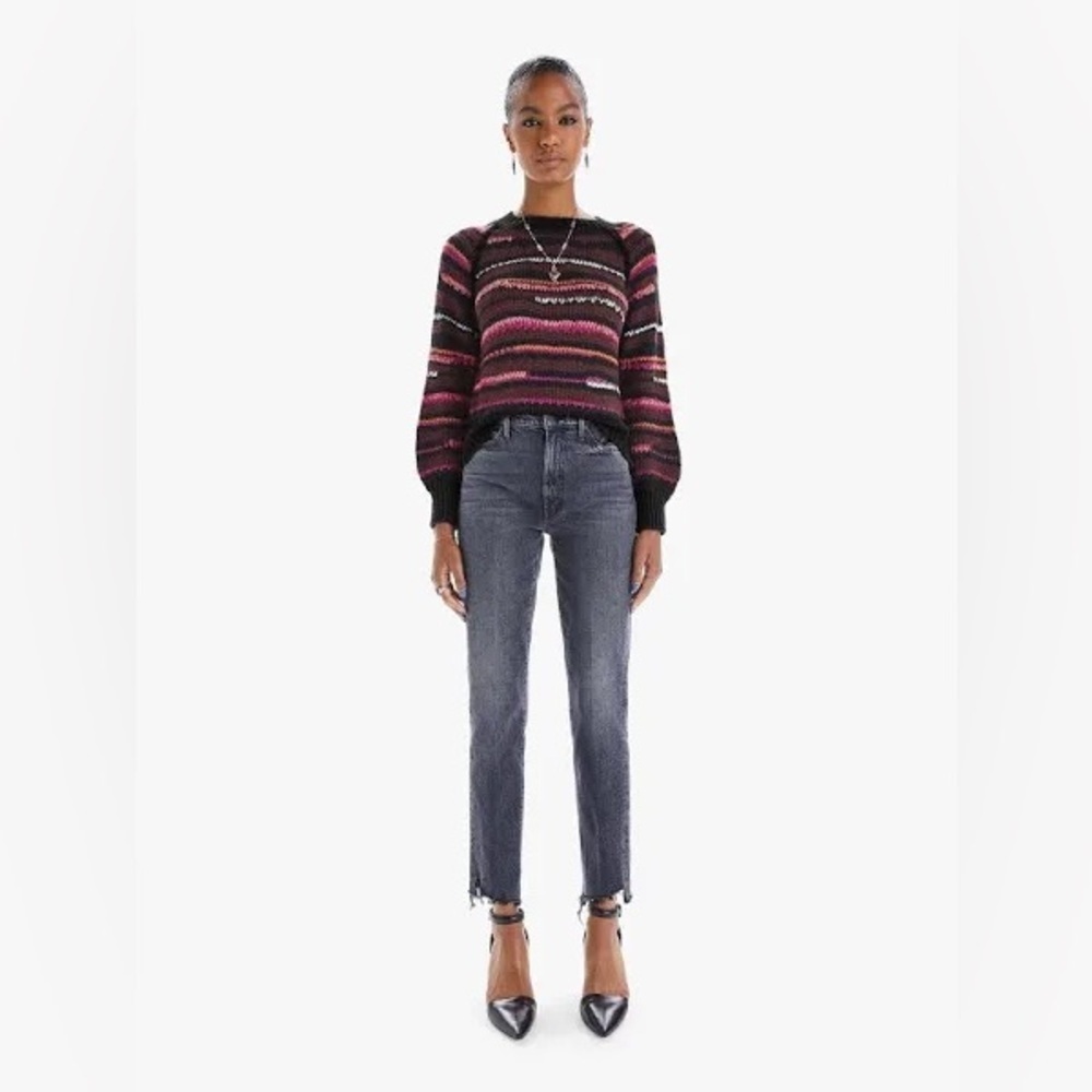 Mother The Bell-Sleeve Jumper Crop in Light Trails